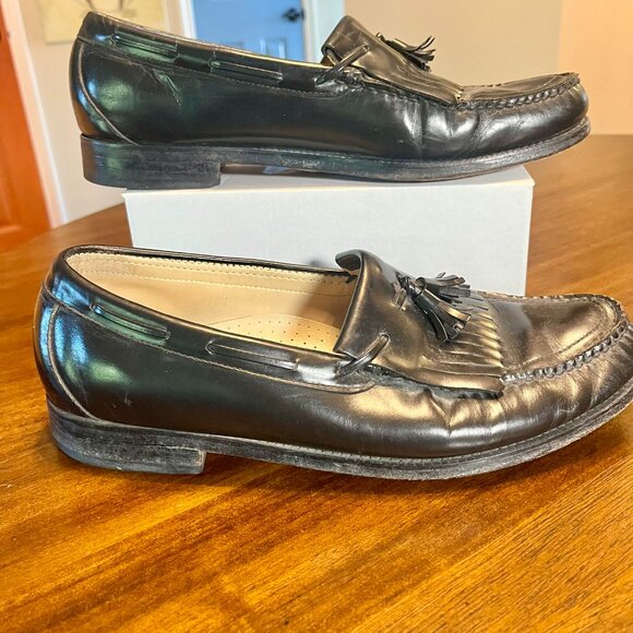 SAS Men\'s Black Leather Moc Toe Tassel Kiltie Dress Loafers Size 11.5